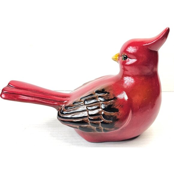 Vintage Red Ceramic Large Cardinal Bird Figurine Decorative Sculpture - Picture 5 of 8